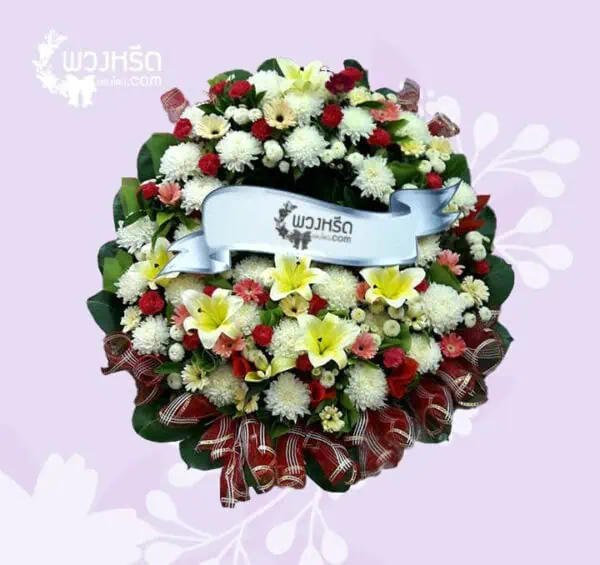 พวงหรีดดอกไม้สด PSL1-1