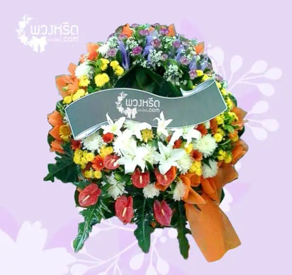 พวงหรีดดอกไม้สด PSM2-2