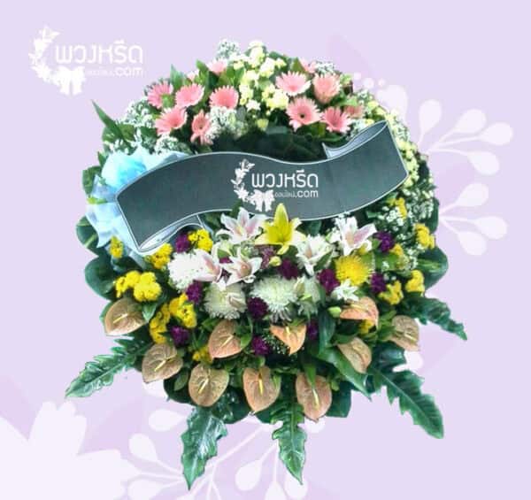 พวงหรีดดอกไม้สด PSM2-3