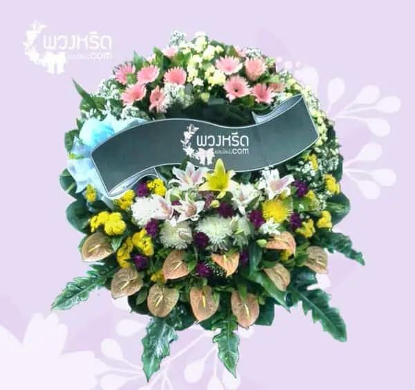 พวงหรีดดอกไม้สด PSM2-3