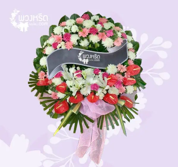 พวงหรีดดอกไม้สด PSM2-6