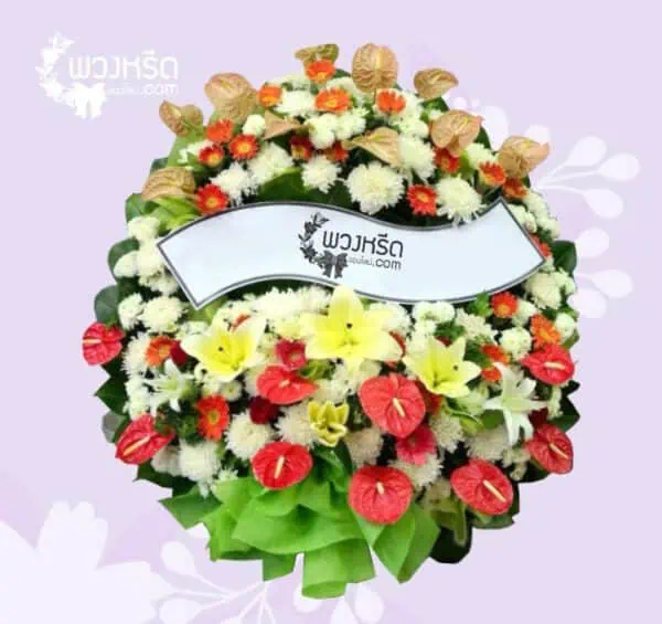 พวงหรีดดอกไม้สด PSM2-7