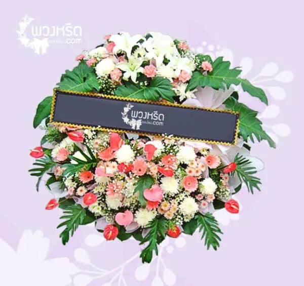 พวงหรีดดอกไม้สด PSM3-2